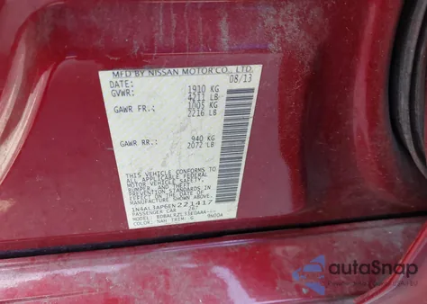 2014 Nissan Altima 2.5 S z USA, uszkodzony, nr VIN 1N4AL3AP6EN221417